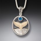 Fossilized Mammoth Ivory, Silver, Topaz Whale Tail Pendant - <b>Whale Song</b>