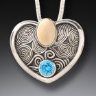 Fossilized Mammoth Ivory Heart Pendant - <b>Ocean Heart</b>