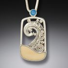 Fossilized Mammoth wave pendant - <b>Cresting Wave</b>
