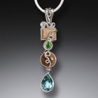 Fossilized Walrus Tusk Blue Topaz Drop Necklace, Handmade Silver - <b>Ocean Drop</b>