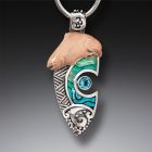 Mammoth Tusk Fish Necklace Silver with Paua and Blue Topaz, Handmade Silver - <b>Ocean Dreaming</b>