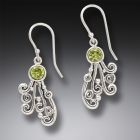 Handmade Unique Silver Jewelry Ocean Earrings with Peridot Drop - <b>Spray</b>