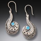 Silver, Blue Topaz Wave Earrings - <b>Ocean Waves</b>