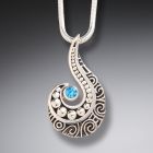 Silver, Blue Topaz Wave Pendant - <b>Ocean Wave</b>
