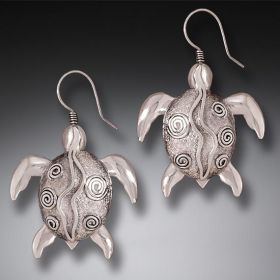 Handmade Silver Sea Turtle Earrings - <b>Silver Sea Turtle</b>