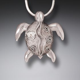 Handmade Silver Sea Turtle Pendant Necklace - <b>Silver Sea Turtle</b>