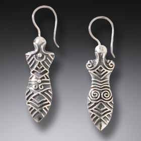 Handmade Silver Goddess Earrings - <b>Cucuteni Goddess</b>