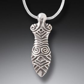 Handmade Silver Goddess Pendant - <b>Cucuteni Goddess II</b>