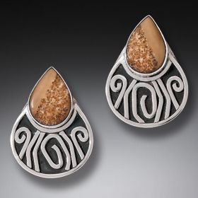 Handmade Silver Fossilized Walrus Ivory Earrings - <b>Terra</b>