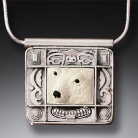 Mammoth Ivory Polar Bear Locket in Handmade Silver - <b>Polar Bear Spirit</b>