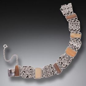 Fossilized Walrus Ivory Bracelet in Handmade Silver -<b>Spiral Design</b>