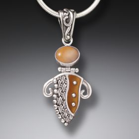 Fossilized Walrus Ivory Pendant, Handmade Silver - <b>Abstract Lady</b>