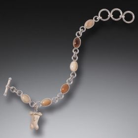 Mammoth Ivory Bear Charm Bracelet, Handmade Silver - <b>Hanging Bear</b>