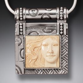 Handmade Silver Mammoth Ivory Locket - <b>Aphrodite II</b>