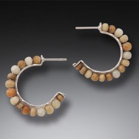 Mammoth Ivory Hoop Earrings, Handmade Silver, Small - <b>Ancient Circles</b>
