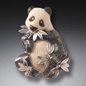 Mammoth Ivory Jewelry Silver Panda Pendant or Pin, Handmade - <b>Panda</b>