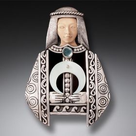 Fossilized Walrus Tusk Moon Goddess Necklace, Handmade Silver - <b>Moon Goddess</b>
