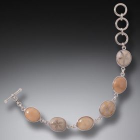 Mammoth Ivory Tusk Fossil Sand Dollar Bracelet, Handmade -<b>Silver Sand Dollar</b>