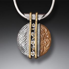 Handmade Silver Motif Necklace with Fossilized Walrus Tusk - <b>Tsuba</b>