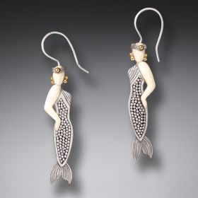 Mammoth Jewelry Silver Mermaid Earrings with 14kt Gold Fill - <b>Delicate Mermaids</b>