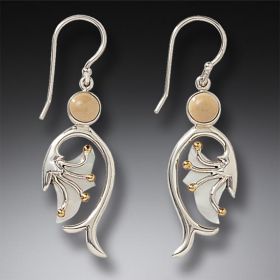Fossilized Walrus Ivory Silver Mother of Pearl Earrings, 14kt Gold Fill - <b>Emergence</b>