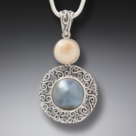 Mammoth Ivory Tusk Mabe Pearl Necklace in Handmade Silver - <b>Cool Waters</b>