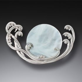 Handmade Silver Mother of Pearl Jewelry Ocean Pin - <b>Surf Spray</b>