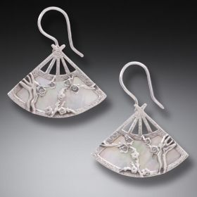 Handmade Geisha Jewelry Silver Fan Earrings - <b>Fan</b>