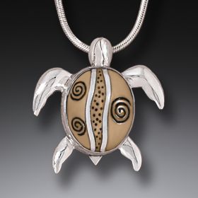 Mammoth Tusk Ancient Ivory Silver Sea Turtle Necklace - <b>Turtle</b>
