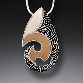 Mammoth Ivory Tusk Handmade Silver Pendant - <b>Maori Design</b>
