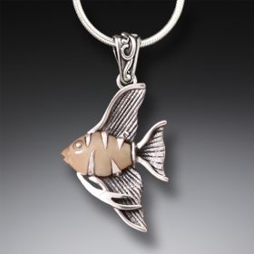 Mammoth Ivory Angelfish Jewelry, Handmade Silver - <b>Angel Fish Necklace</b>