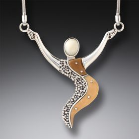 Fossilized Walrus Ivory Free Spirit Necklace in Handmade Silver (includes chain) - <b>Free Spirit</b>