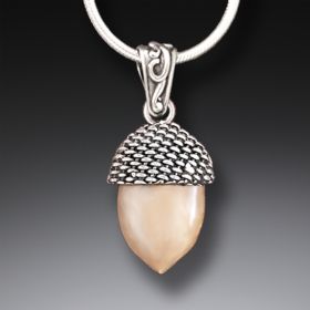 Fossilized Walrus Ivory Silver Acorn Necklace, Handmade - <b>Acorn</b>