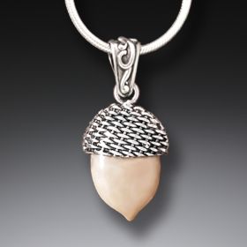 Mammoth Ivory Jewelry Silver Acorn Necklace, Handmade - <b>Acorn</b>