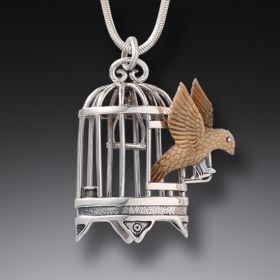 Mammoth Ivory Tusk Free Bird Necklace, Handmade Silver - <b>Freedom</b>