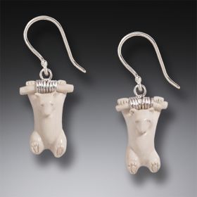 Mammoth Ivory Polar Bear Earrings