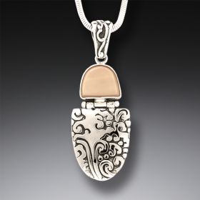 Fossilized Walrus Tusk Ivory Ocean Pendant Necklace, Handmade Silver - <b>Sea Breeze</b>