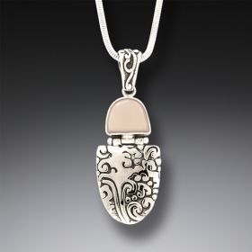 Mammoth Ivory Tusk Ocean Pendant Necklace, Handmade Silver - <b>Sea Breeze</b>