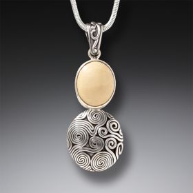 Ancient Ivory Handmade Silver Ocean Pendant Necklace - <b>Ocean Currents</b>