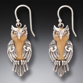 Zealandia owl jewelry, silver owl earrings 
