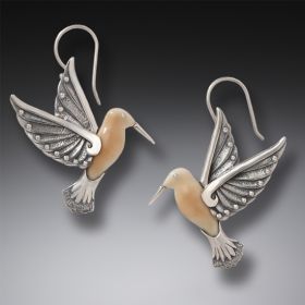 Fossilized Walrus Ivory and Silver Earrings<b>Hummingbird II</b>
