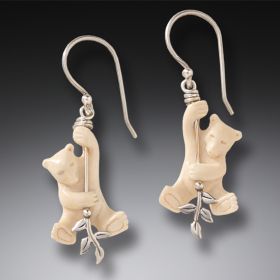 Fossilized Mammoth Ivory Bear Earrings - <b>Out On a Limb</b>