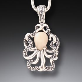 Fossilized Mammoth Ivory Octopus Pendant - <b>Octopus Pendant</b>