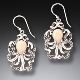 Fossilized Mammoth ivory Octopus Earrings - <b>Octopus Earrings</b>