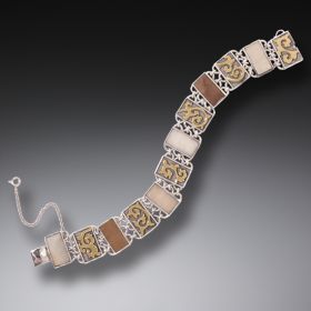 Mammoth Ivory Bracelet, 14kt Gold Fill and Handmade Silver - <b>Gilded Path</b>
