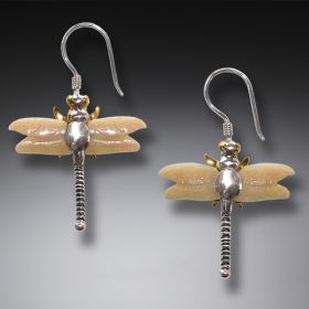 Fossilized Walrus Dragonfly Earrings