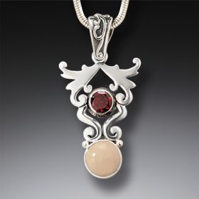 Mammoth Ivory Jewelry Silver Garnet Necklace, Handmade - <b>Life's Passion</b>