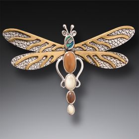Silver Dragonfly Pin or Pendant Paua Jewelry with Mammoth Ivory - <b>Dragonfly Dreams</b>