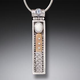 Mammoth Ivory Tusk Silver Motif Necklace with Rainbow Moonstone- <b>Eternal Motif</b>