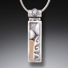 Mammoth Tusk Ivory Silver Motif Necklace with Rainbow Moonstone- <b>Beloved Motif</b>